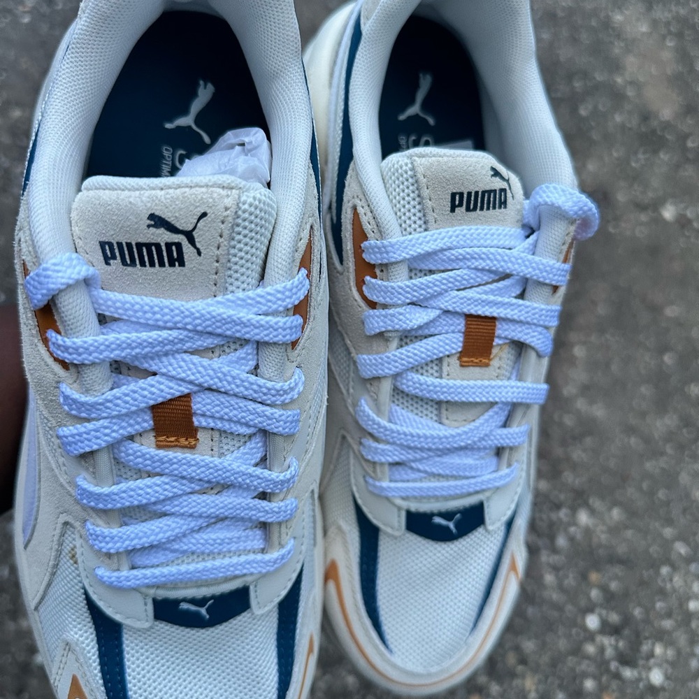 Puma White and Blue Athletic Shoes